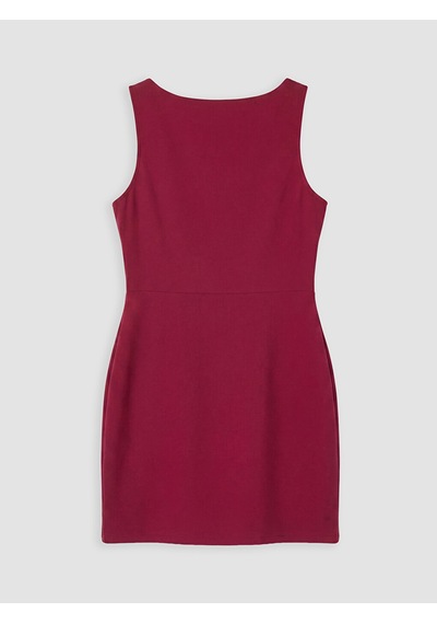 Lcw Vision Bordo Kare Yaka Belden Oturtmalı Mini Elbise