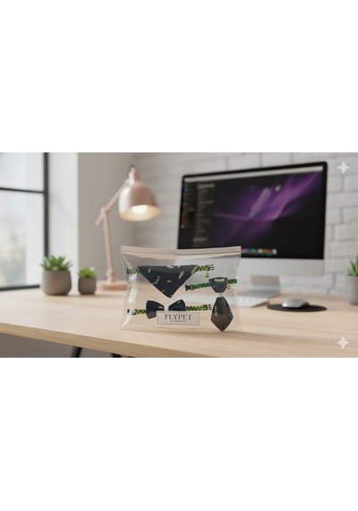 Flypet Tırtıl Desen 3lü Set Papyon + Fular+ Kravat Kedi Tasma & Yavru Köpek Tasma 13cm-24cm Ayarlanabilir Tasma