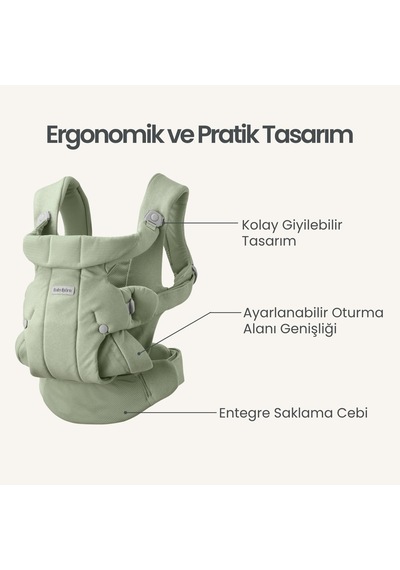 Babybjörn 2 Li Set Begin Ana Kucağı & Kanguru Hold Woven Light Green