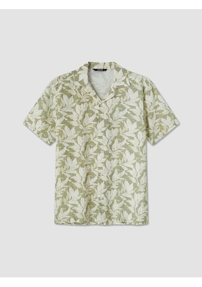 Lc Waikiki Lc Waıkıkı Bej Regular Fit Resort Yaka Desenli Erkek Gömlek
