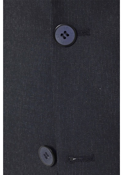 Süvari Lacivert Slim Fit Desenli Sivri Yaka 6 Drop Klasik Takım Elbise-35527 Lacivert