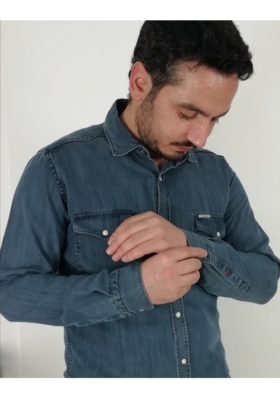 Tousus Slim Fit Kot Erkek Gömlek Slm-2008-tss Mavi