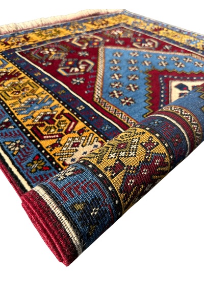 El Dokuma Sıfır Yahyalı Halısı 103x175 Kök Boya Yolluk Yün Halı Kırmızı
