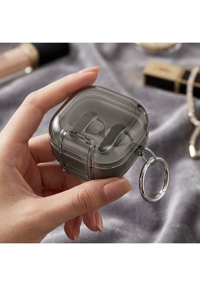 Caseonn Samsung Galaxy Buds 4 Kılıf Stand Özellikli Kilitli Mika Koruma Füme