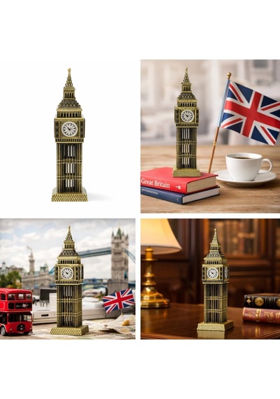 Deinhaus Big Ben Metal Figürü, Antik Bronz, Masa Ve Raf Dekorasyonu, Londra Mimari Heykelciği