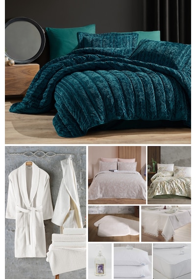 Elart Çeyiz Paketi 48 Parça Kadife Comfort Royal Zümrüt Yeşili