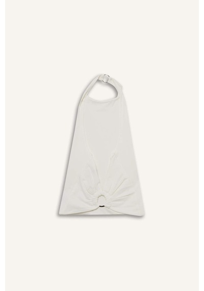 Defacto Halter Yaka Sırtı Açık Toka Detaylı Bluz G0508ax25smwt34 Beyaz