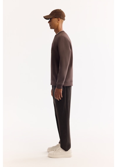 Avva Erkek Kahve Bisiklet Yaka Pamuklu Bi-stretch Baskılı Regular Fit Sweatshirt A52y1289