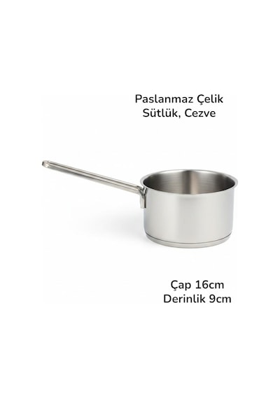 16 Cm Rafadan Mini Tava, Sos Tenceresi Paslanmaz Çelik Koçerola Gri