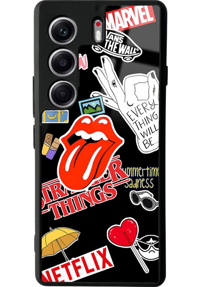 Tecno Camon 40 Pro Uyumlu Sticker Tasarımlı Glossy Telefon Kılıfı Çok Renkli