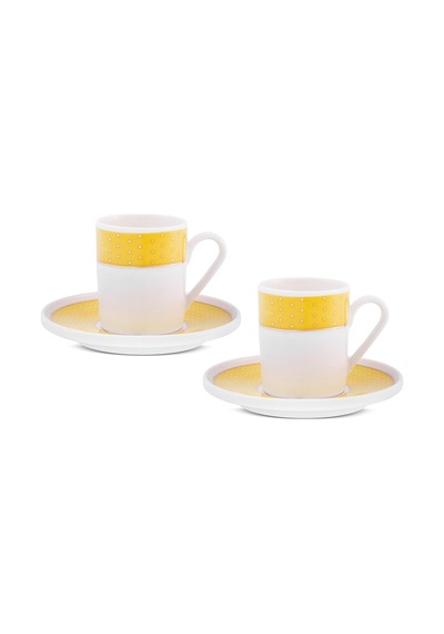 Aryıldız Nila 4 Parça 2 Kişilik Kahve Fincan Takımı Sarı 90 Ml Çok Renkli