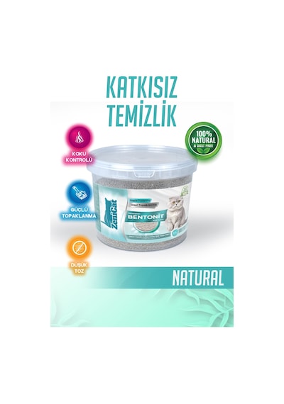 Naturel Bentonit Kedi Kumu 5 Lt Kokusuz, %100 Doğal, Toz Oranı Azaltılmış