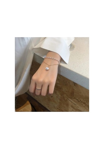 Lunarie Çift Sıra Katmanlı İnci 14k Gold Kolye Beyaz