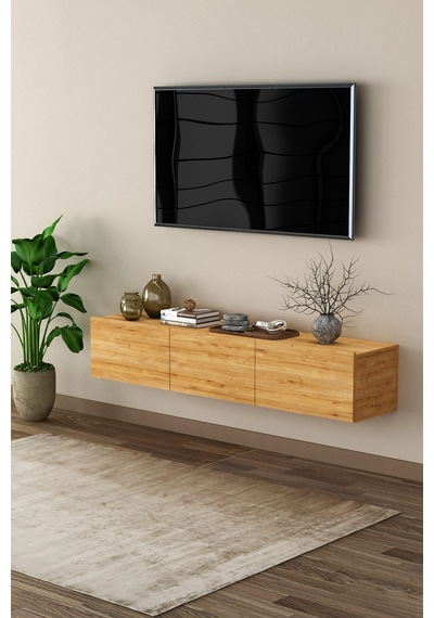 Asra Trend Tv Ünitesi Tv Sehpası T-27 %100 MDF Duvara Monte Askılı Ünite Safir Meşe
