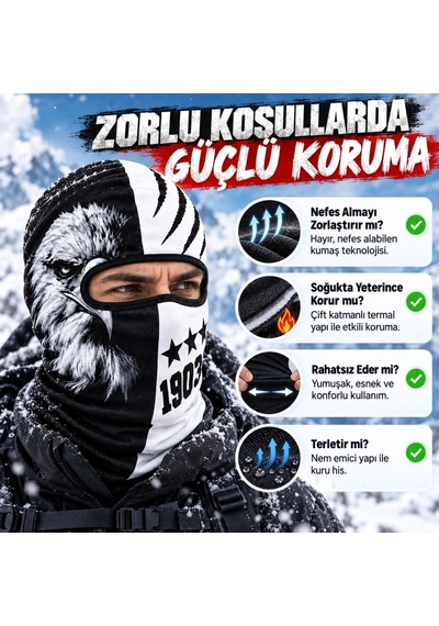 Teorastore Taraftar Maskesi Kışlık Unisex Termal Balaklava Boyunluk Nefes Alabilen Rüzgara Dayanıklı Kırmızı