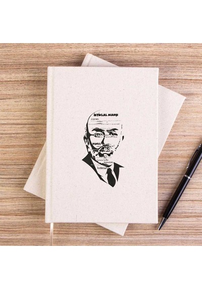 Mehmet Akif Ersoy İstiklal Marşı Krem Çizgisiz Kanvas Defter