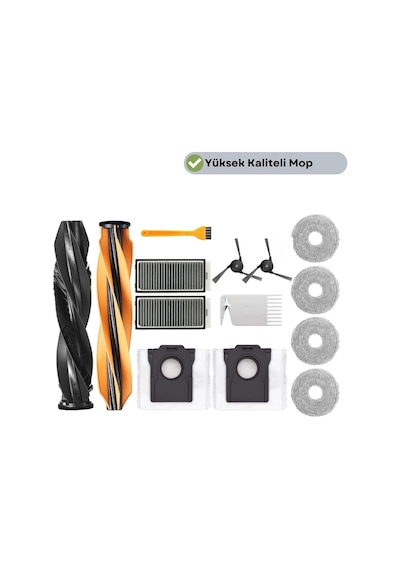 Dreame L40s Pro Ultra Rll74ce Ana Fırça Takımı Hepa Filtre Mop Set Toz Torbası Yan Fırça-14 Parça