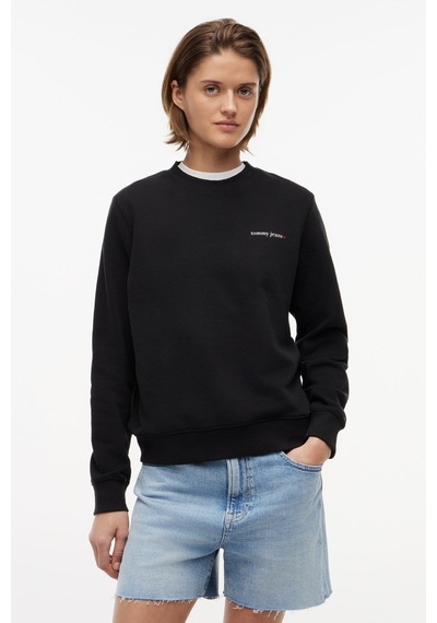 Tommy Hilfiger Tjw Kadın Regular Essential Logo 1 Bisiklet Yaka Siyah Sweatshirt-16430