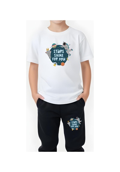 Stars Baskılı Erkek Çocuk Çift Cepli Alt-üst Takım Mint Yeşili