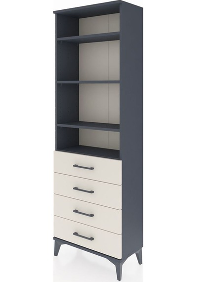 Arges Dolap 4 Raflı 4 Çekmeceli 60x30x182 Antrasit-aytaşı Antrasit