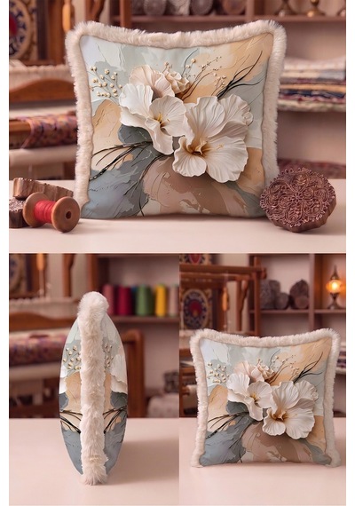 Çiçek Motifli Floral Saçaklı Yastık Kılıfı - Sanatsal Botanik Bej Gri Vizon Püsküllü Kırlent Kılıfı Yalın Vadi Halo Çiçek Motifli Floral Saçaklı Yastık Kılıfı - Sanatsal Botanik Bej Gri Vizon Püsküllü Kırlent Kılıfı Yalın Vadi Halo