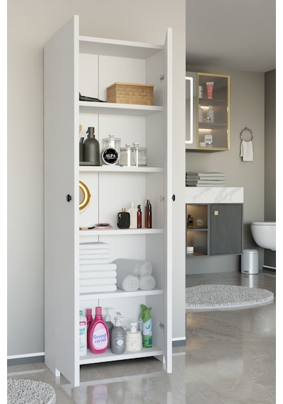Alpaevmobilya Çok Amaçlı 2 Kapaklı 5 Raflı 150 Cm Banyo Dolabı Organizer Düzenleyici Ve Çamaşır Odası Dolabı Beyaz Alpaevmobilya Çok Amaçlı 2 Kapaklı 5 Raflı 150 Cm Banyo Dolabı Organizer Düzenleyici Ve Çamaşır Odası Dolabı Beyaz