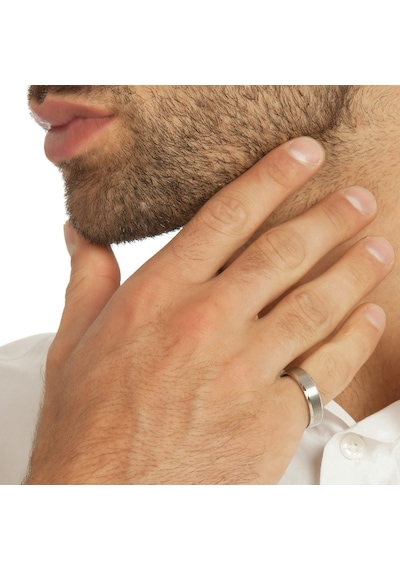 Chavin Orta Kısmı Mat 8 Mm Gri Çelik Unisex Yüzük Es82