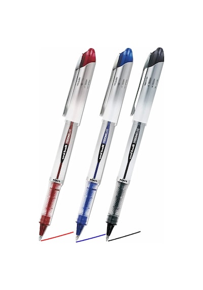 Siyah Mavi Kırmızı Pilot Kalem Ub-200 Vision Elite 0.8mm 3 Adet Uniball Pilot Kalem 0.8 Mm Roller Uçlu Pilot Kalem İnce Siyah