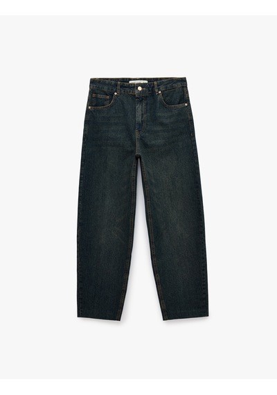 Koton Pamuklu Düz Paça Cepli Düğmeli Normal Bel Barrel Denim Pantolon - Barrel Jeans Green Cast 7wal40104md Yeşil Koton Pamuklu Düz Paça Cepli Düğmeli Normal Bel Barrel Denim Pantolon - Barrel Jeans Green Cast 7wal40104md Yeşil