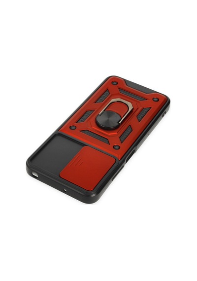 Xiaomi Poco M5 Uyumlu Kılıf Pars Lens Yüzüklü Silikon - Kırmızı