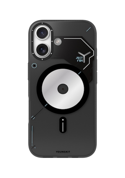 Apple Uyumlu iPhone 17  Kılıf M-safe Şarj Özellikli Disk Desenli Youngkit Disc Battle Kapak Siyah Siyah