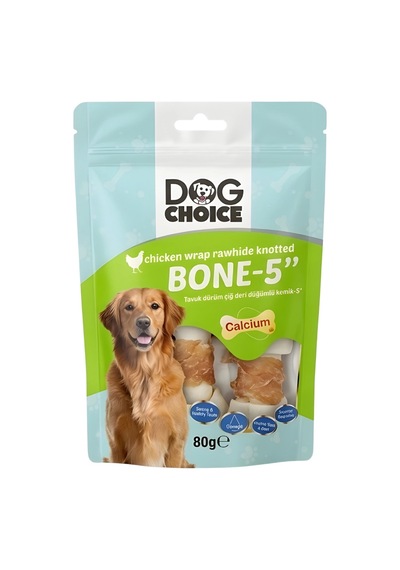 Dog Choice Kalsiyumlu Tavuk Dürüm Düğümlü Çiğ Deri Kemik Köpek Ödülü 80g