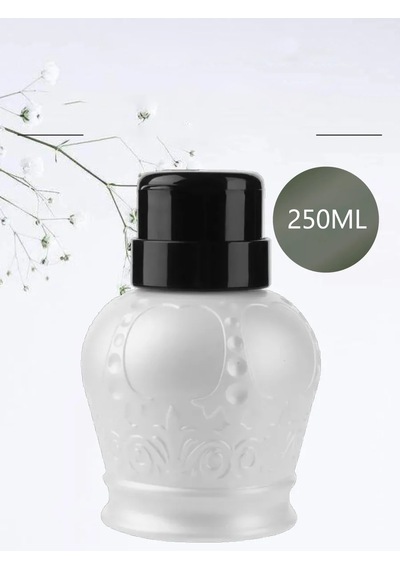 Desenli Pompalı Sıvı Şişesi Aseton Cleanser Şişesi Gri 250ml