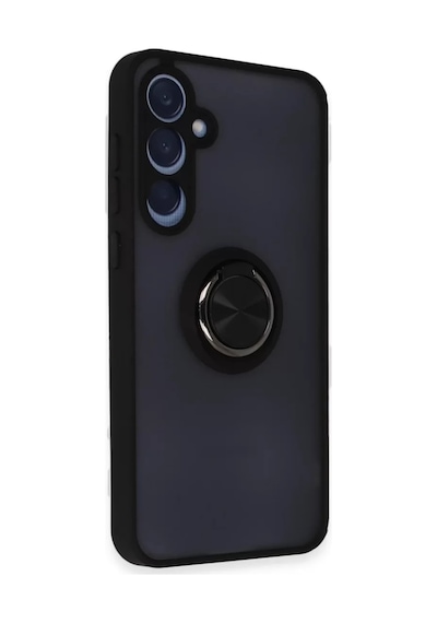 Newface Samsung Galaxy A35 5g Kılıf Montreal Yüzüklü Silikon Kapak - Siyah