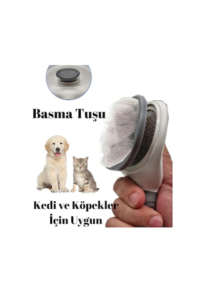 Ayrex Otomatik Temizlenen Tuşlu Evcil Hayvan Tarağı, Kedi Köpek Tüy Toplayıcı Tarak