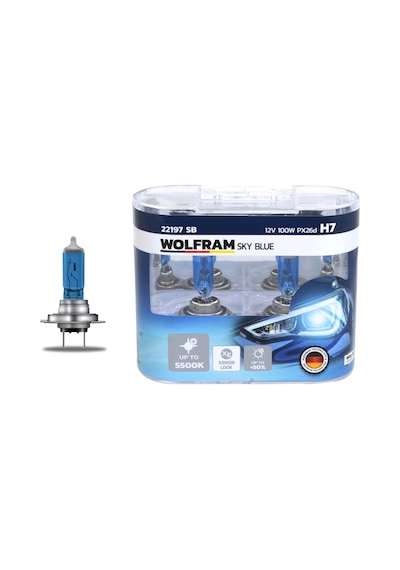 12V H7 Beyaz Işık Wolfram Sky Blue 5500K Ampul Takım - 2 Adet
