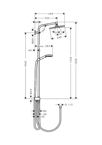 Hansgrohe Crometta E 240 1 Jet Duş Kolonu Ecosmart Reno Krom