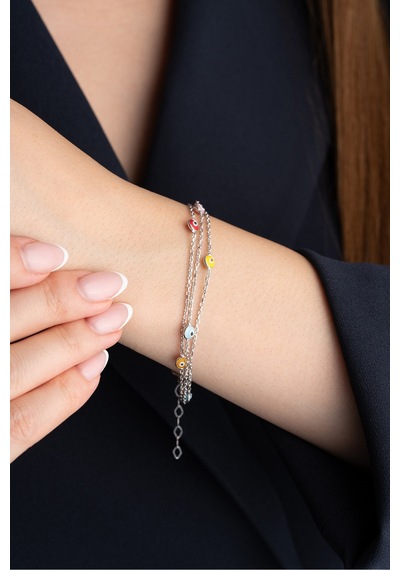 Çekirdekjewelry 925 Ayar Gümüş Renkli Boncuklu Bileklik Gri