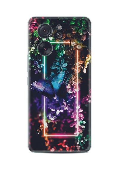 Xiaomi 13t - Xiaomi 13t Pro Kılıf Silikon Desen Özel Seri Butterfly Neon 1684
