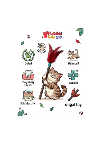 Tr Tüylü Çubuk Doğal Çiğneme Çubuğu, Tüylü Kedi Oyuncağı 2'li Kedi Otu/nanesi Değildir
