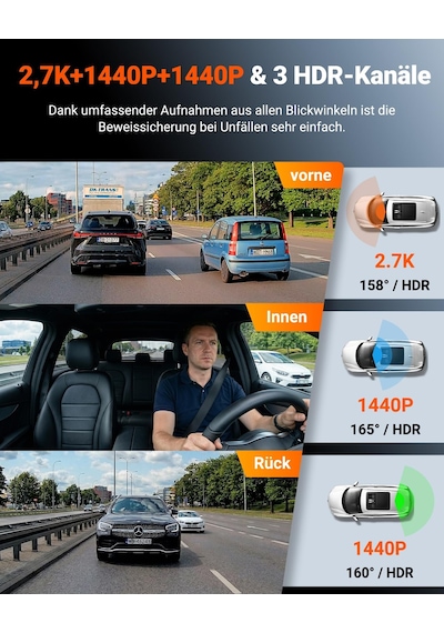 Vantrue N4s 3 Kanallı Araç Kamerası 2.7k+2.5k+1440p Ön Arka İç Mekan, Starvıs 2 Hdr Gece Görüşü, 5 Ghz Wifi Gps, 24 Saat Park İzleme G-sensörü, Gdpr Uyumlu, Sesli Komutlar, Arabalar İçin Maksimum 1 Tb Cpl İsteğe Bağlı