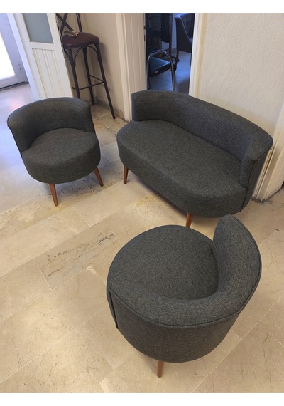 Azra Mobilya Sydney Çay Seti Koltuk Takımı Keten Kumaş 2+1+1 Ceviz Ayak Modern Salon & Ofis Takımı Füme Koyu Gri Azra Mobilya Sydney Çay Seti Koltuk Takımı Keten Kumaş 2+1+1 Ceviz Ayak Modern Salon & Ofis Takımı Füme Koyu Gri