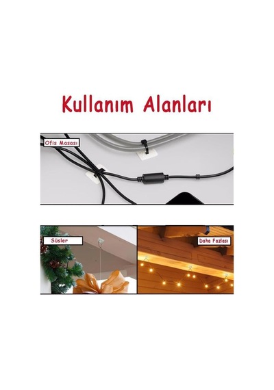 20x20 Yapışkan Kroşe 10 Adet - Vida Delikli Kablo Düzenleme Canble Mount