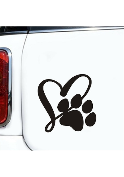 Köpek Pençe Aşk Kalp Çıkartması Araba 2