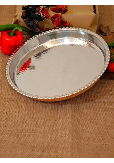 Moda Bakır Yuvarlak Bakır Fırın Tepsi 30 Cm Bakır