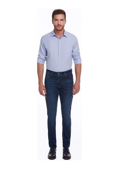 Hatemoğlu Lacivert Slim Fit Düşük Bel Düz Paça Basic Kot Pantolon Lacivert