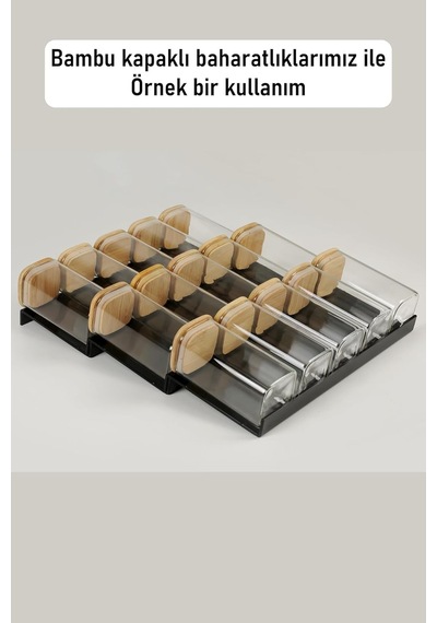 Color House 3 Adet Çekmece Içi Baharatlık Düzenleyici Stant Mutfak Dolap Içi Organizer Siyah Renk Z305 Tek Ebat Diğer