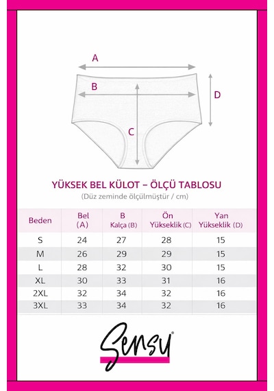Sensu Kadın Fitilli Yüksek Bel 3'lü Külot Set - Kts4080 Pembe Pembe