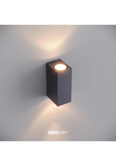 FoneLight Apliken 17 cm Çift Yönlü GU10 LED Duvar Apliği Antrasit Alüminyum IP65 Bahçe Dış Cephe Aydınlatması 14W 3000K - Seo Uyumlu