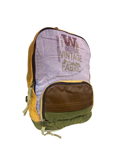 Old Cotton Cargo Kaliteli Tek Bölmeli Vintage Disayn Günlük Gezi Spor Okul Sırt Çantası Patchwork Komor 29x42cm Mor